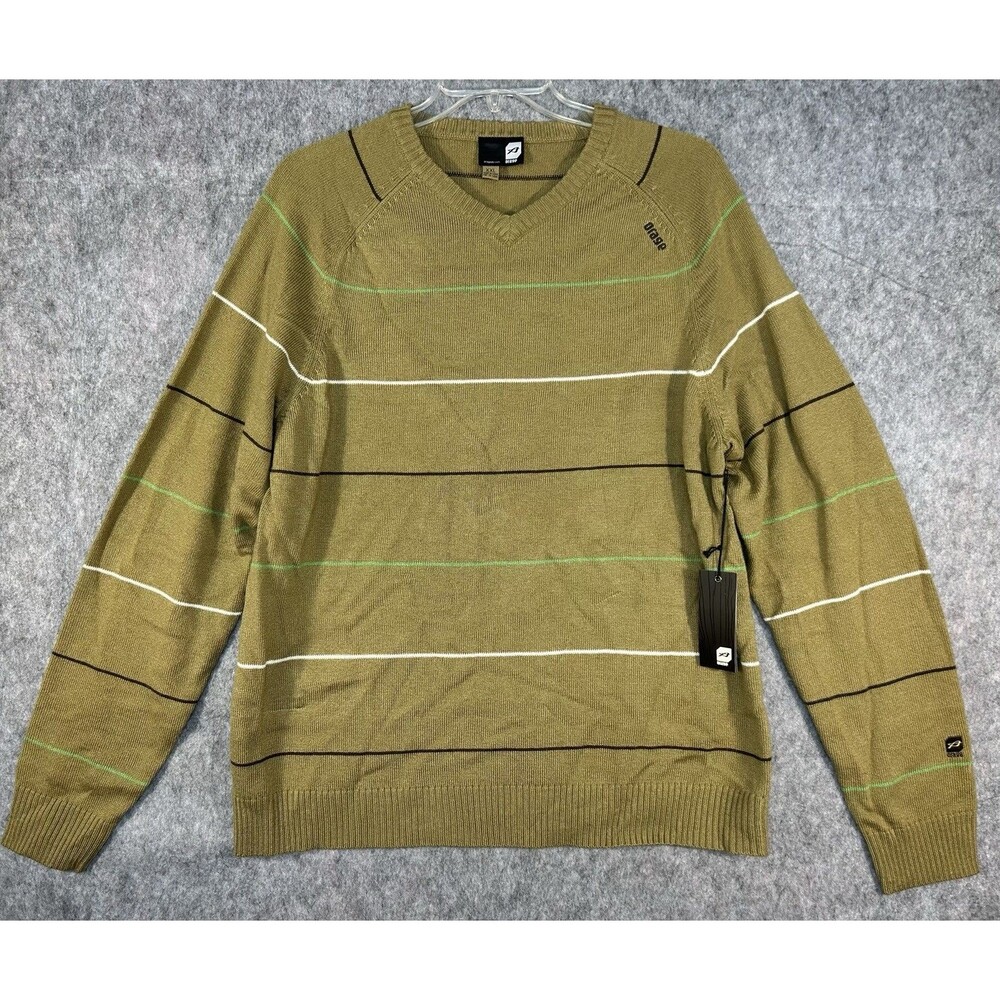Orage Ski Sweater Men’s XXL V-Neck Brown Striped Long Sleeve